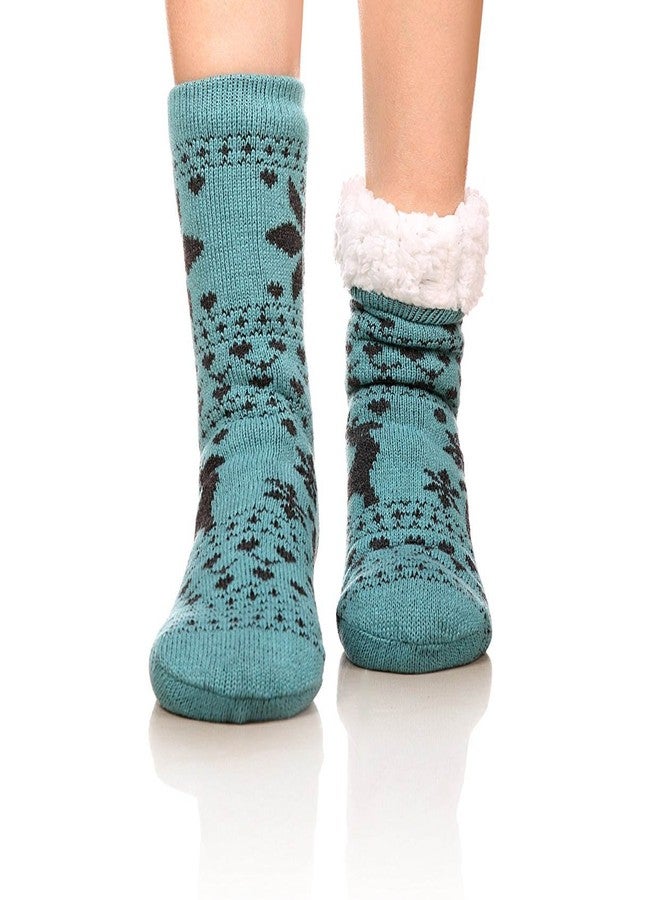 FRALOSHA Women's Slipper Socks Warm Fuzzy Fleece-lined Indoor Anti-Skid Floor Socks 3 Pairs Christmas Sock - Image 4